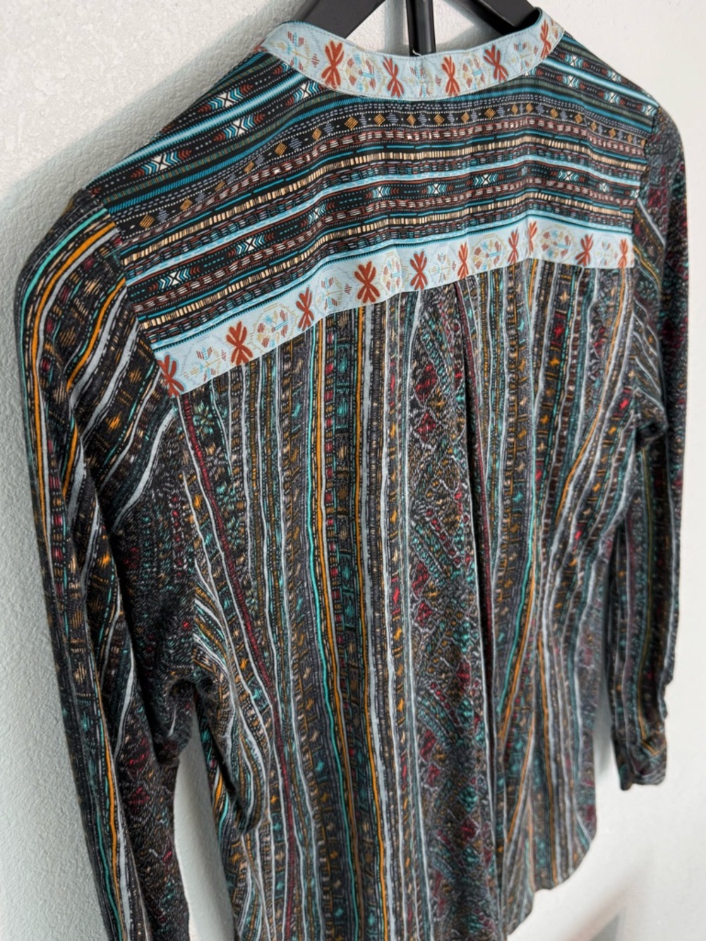 Anthropologie Tiny Devas Aztec Print Peasant Top Sequin Neckline Boho Size S - Picture 12 of 12